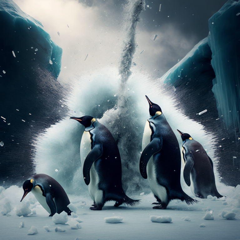 Penguins in the snow